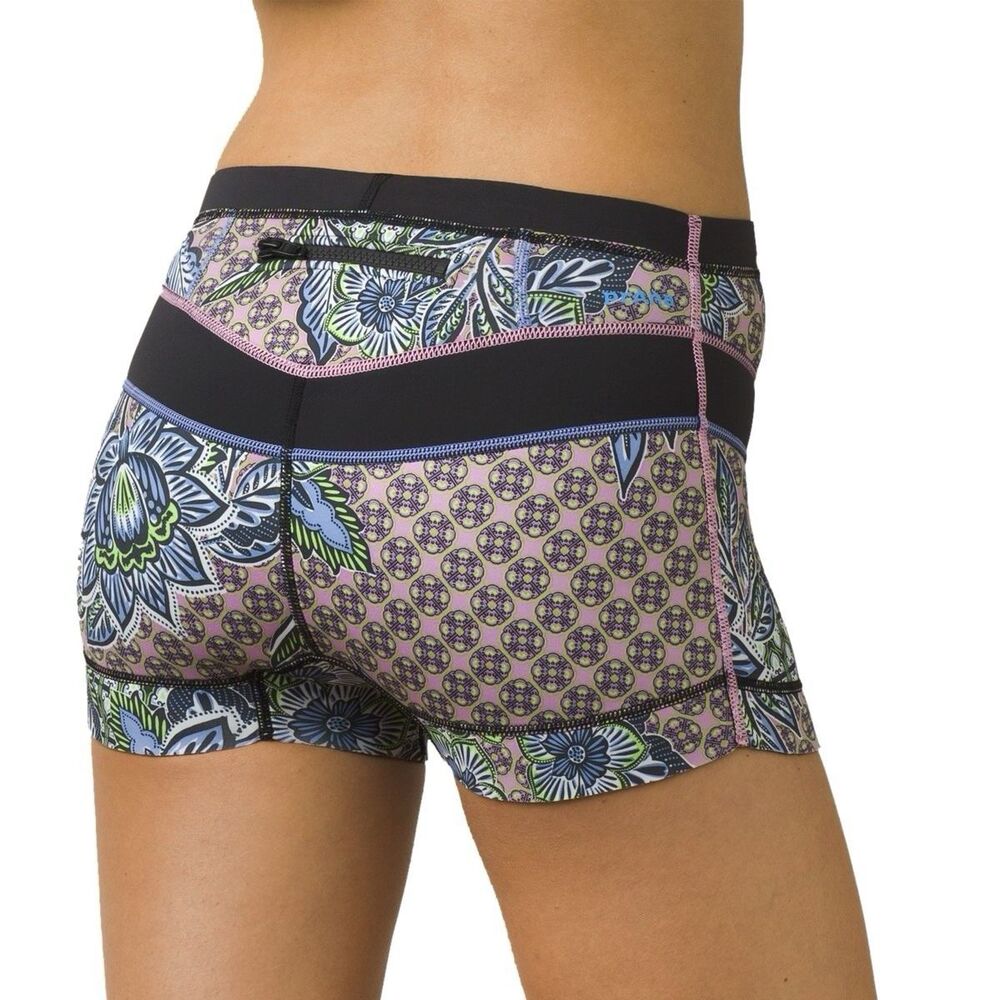 Prana Hydra Surf Neoprene Floral Print Stretch Shorts Back Zipper Size Small